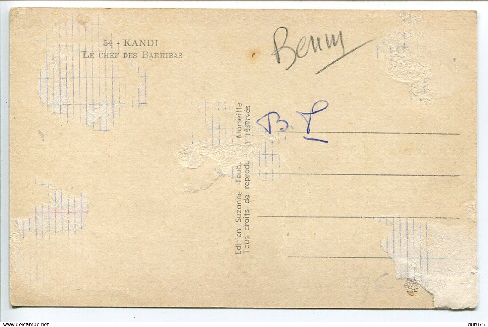 BENIN * KANDI Le Chef Des Barribas * Traces Collage Verso - Benín