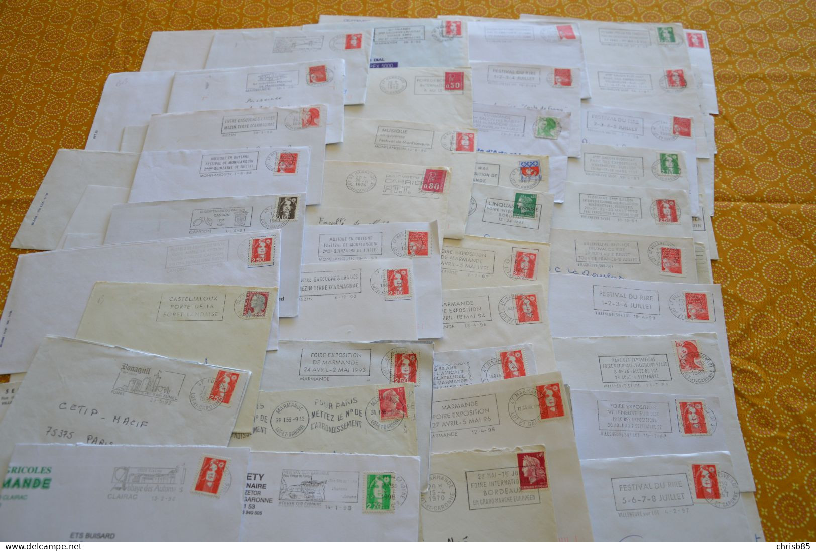 Lot Années 1950 1990 Oblitérations Département Du LOT ET GARONNE 47 Environ 800 Enveloppes Entières - Manual Postmarks