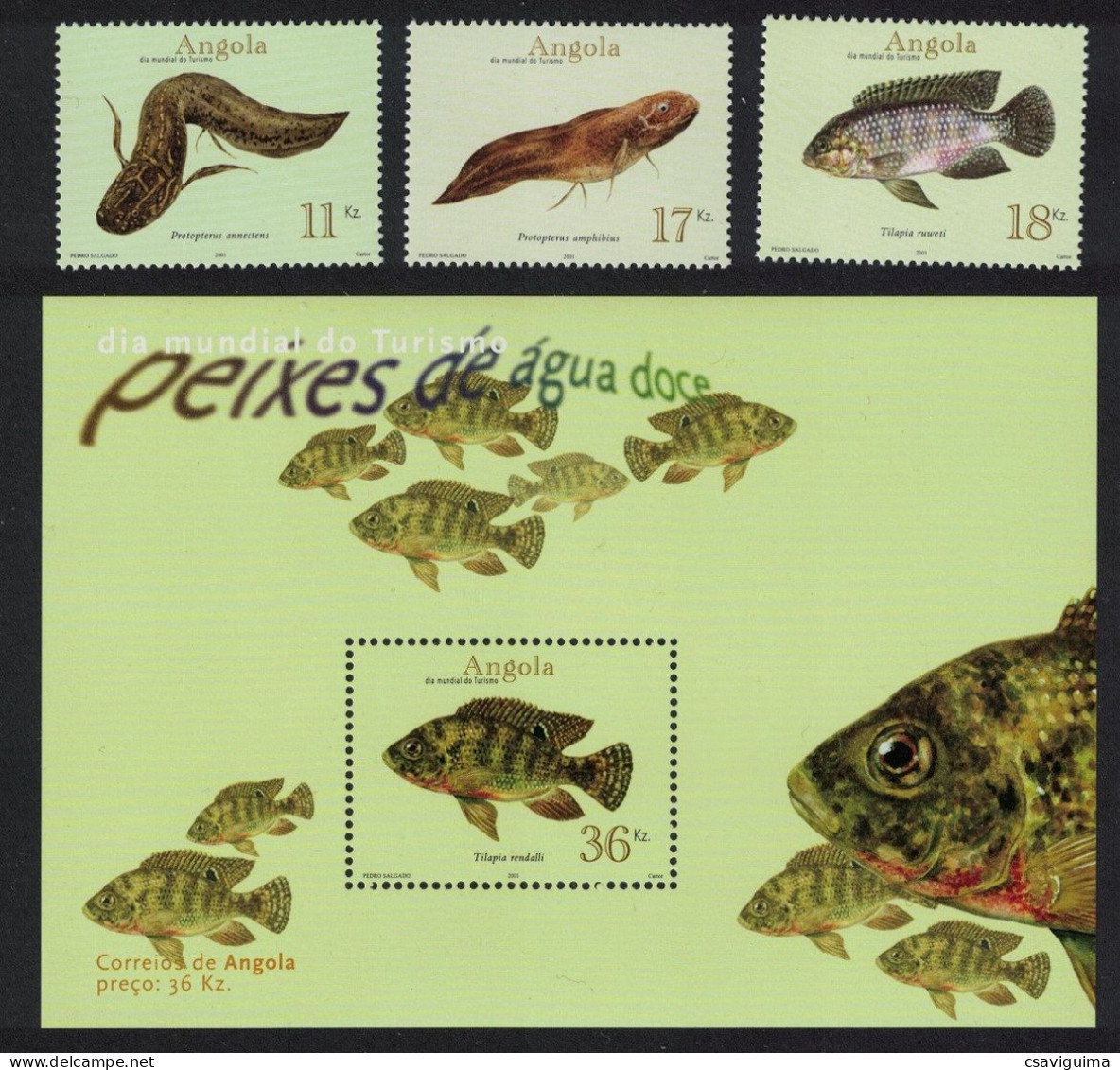 Angola - 2001 - Fishes - Yv 1515A/C + Bf 97 - Fische