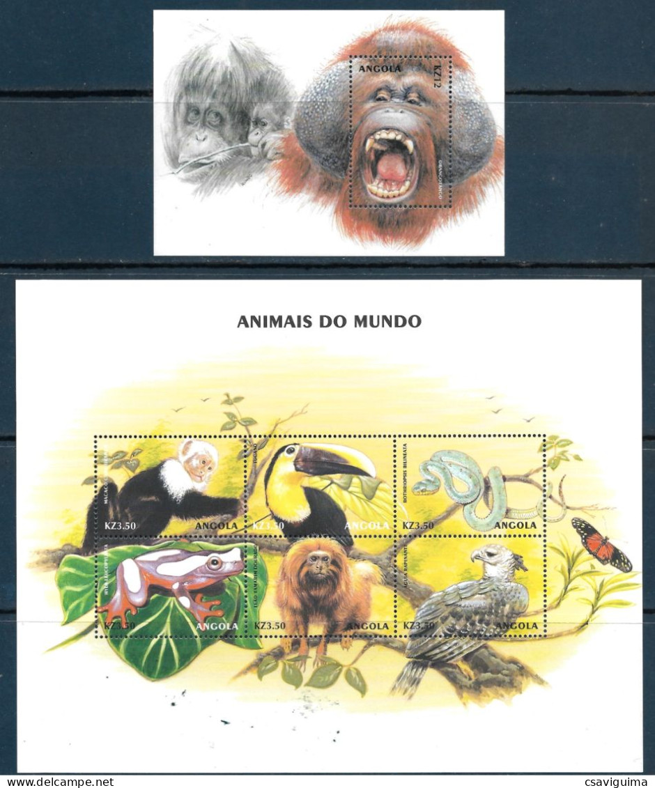 Angola - 2000 - Mammals:  Monkeys - Yv 1425/30 + Bf 84 - Singes