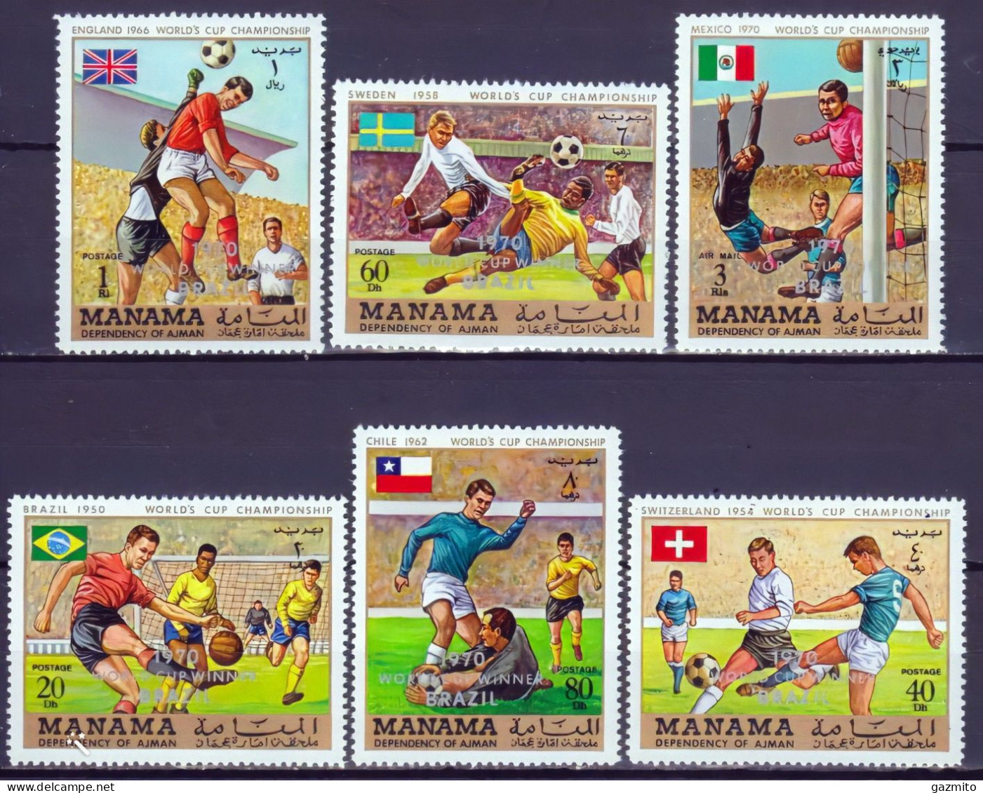 Manama 1970, World Football Cup, Overpr. Silver, 6val - 1970 – Mexique