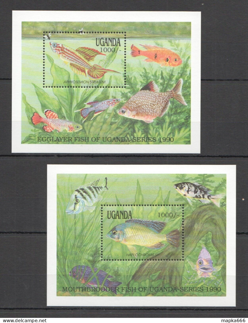 B0569 1990 Uganda Series Fauna Fish & Marine Life 2Bl Mnh - Meereswelt