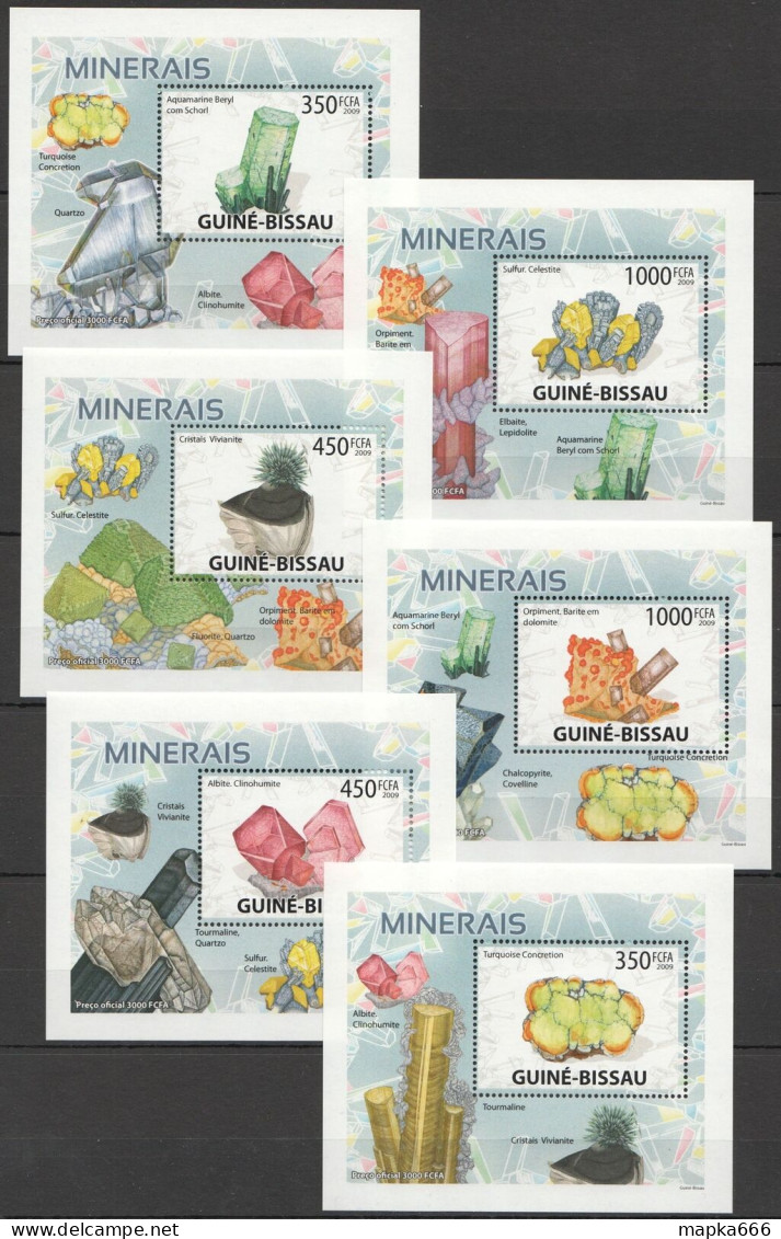 B1358 2009 Guinea-Bissau Minerals Geology Nature 6 Lux Bl Mnh - Mineralen