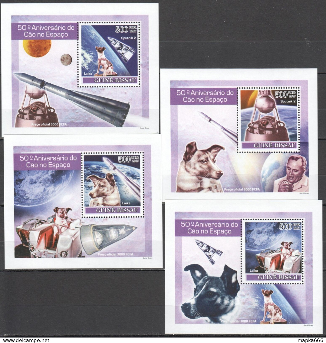 B1360 2007 Guinea-Bissau Dogs In Space Korolev 4 Lux Bl Mnh - Andere & Zonder Classificatie