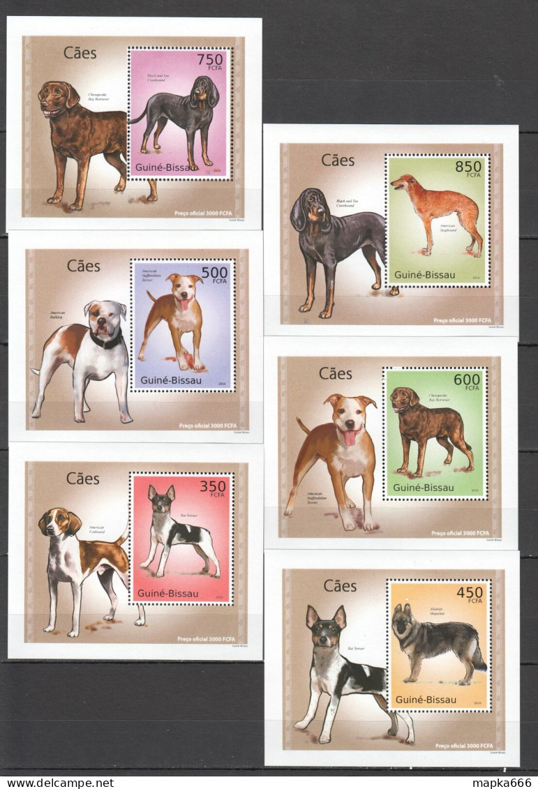 B1362 2010 Guinea-Bissau Fauna Pets Dogs Caes 6 Lux Bl Mnh - Honden