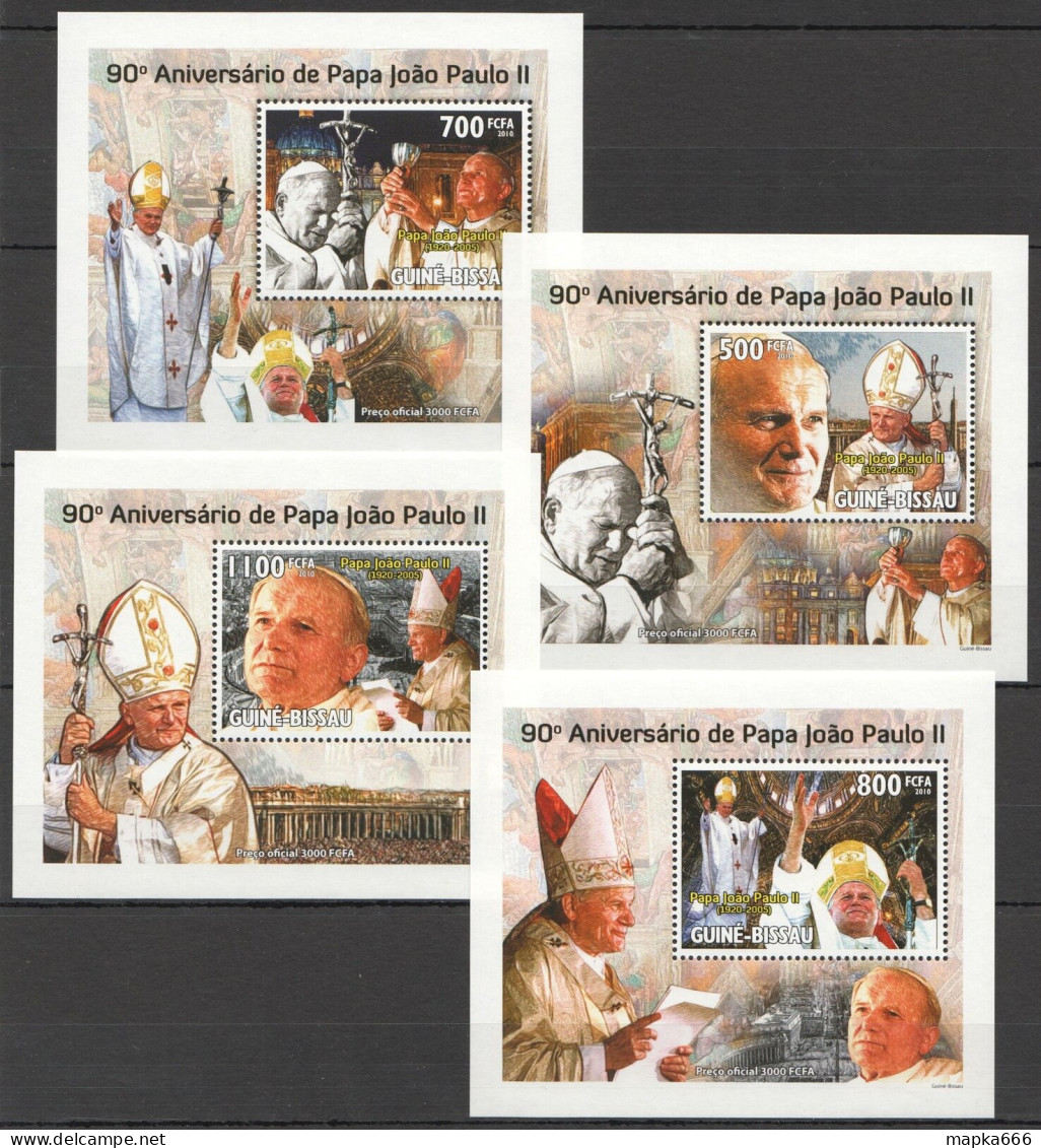 B1368 2010 Guinea-Bissau Pope John Paul Ii 4 Lux Bl Mnh - Other & Unclassified