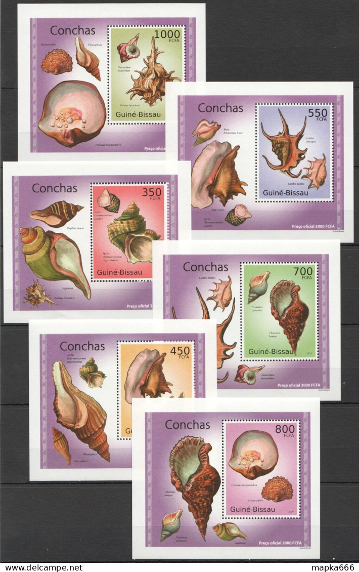 B1371 2010 Guinea-Bissau Marine Life Seashells 6 Lux Bl Mnh - Meereswelt