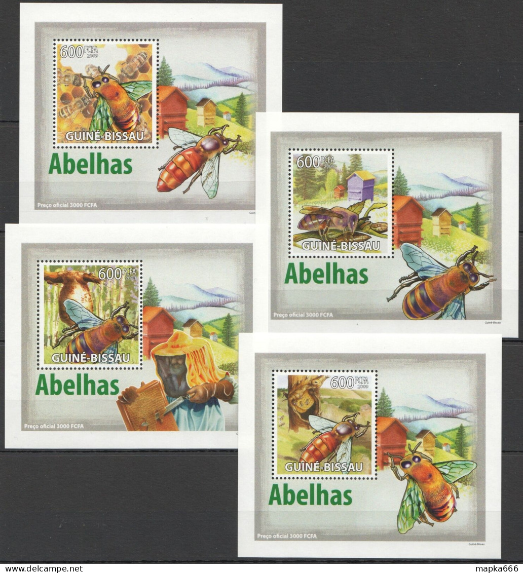 B1373 2009 Guinea-Bissau Fauna Insects Honey Bees Abelhas 4 Lux Bl Mnh - Abeilles