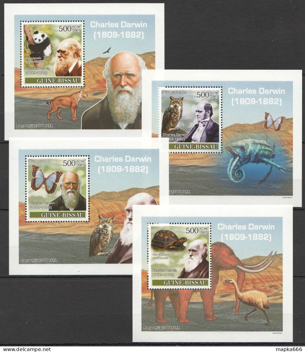 B1375 2007 Guinea-Bissau Fauna Animals Charles Darwin 4 Lux Bl Mnh - Sonstige & Ohne Zuordnung