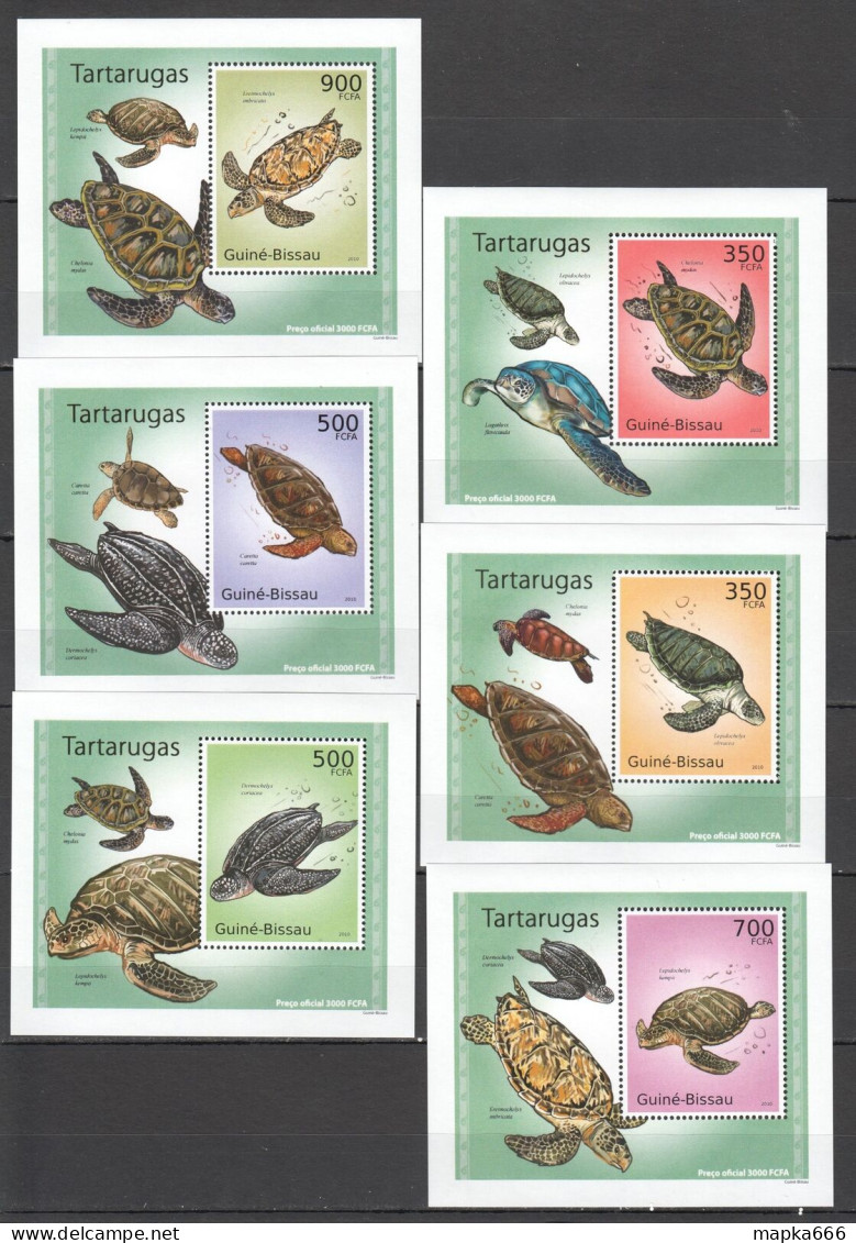 B1379 2010 Guinea-Bissau Fauna Marine Life Turtles Reptiles 6 Lux Bl Mnh - Marine Life