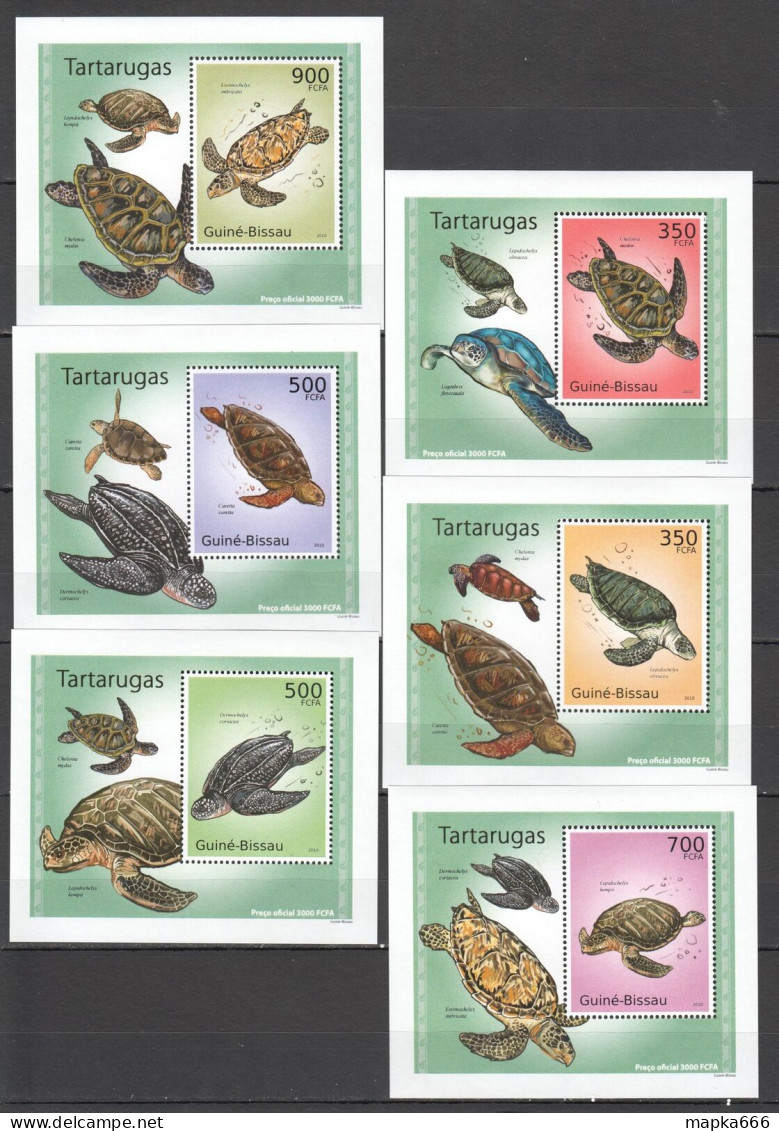 B1379 2010 Guinea-Bissau Fauna Marine Life Turtles Reptiles 6 Lux Bl Mnh - Meereswelt
