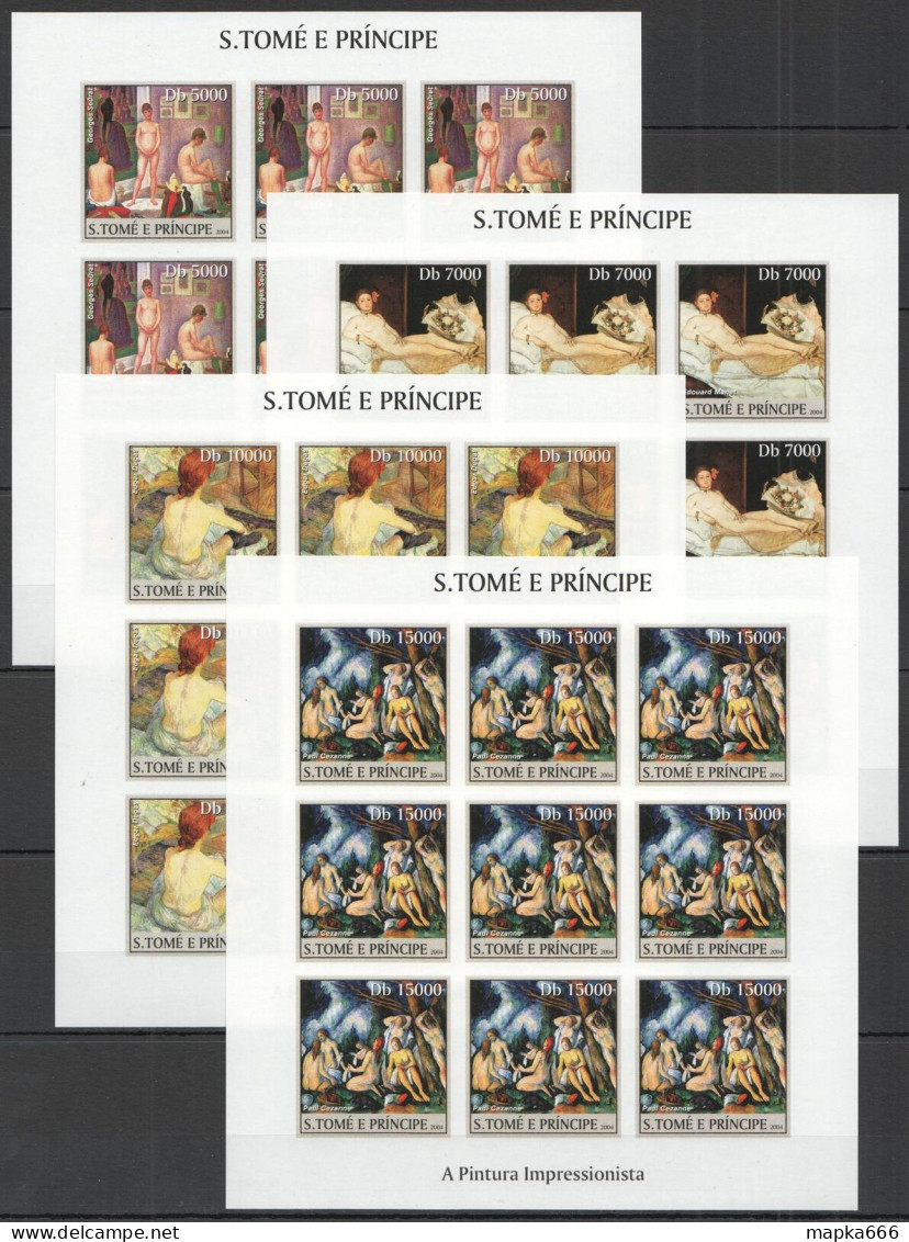 B1403 Imperf 2004 S.Tome & Principe Erotic Art Impressionism 9Set Mnh - Altri & Non Classificati