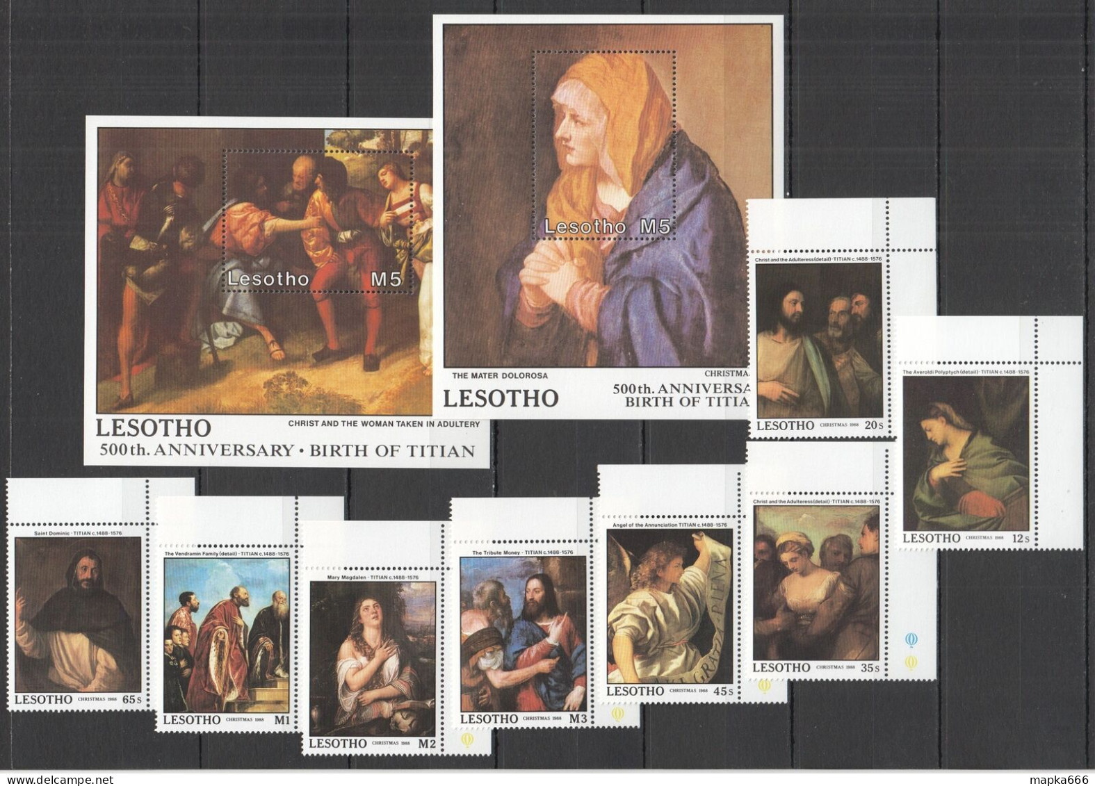 B1405 1988 Lesotho Art Birth Of Titian #742-49 Michel 26 Euro Set+2Bl Mnh - Other & Unclassified