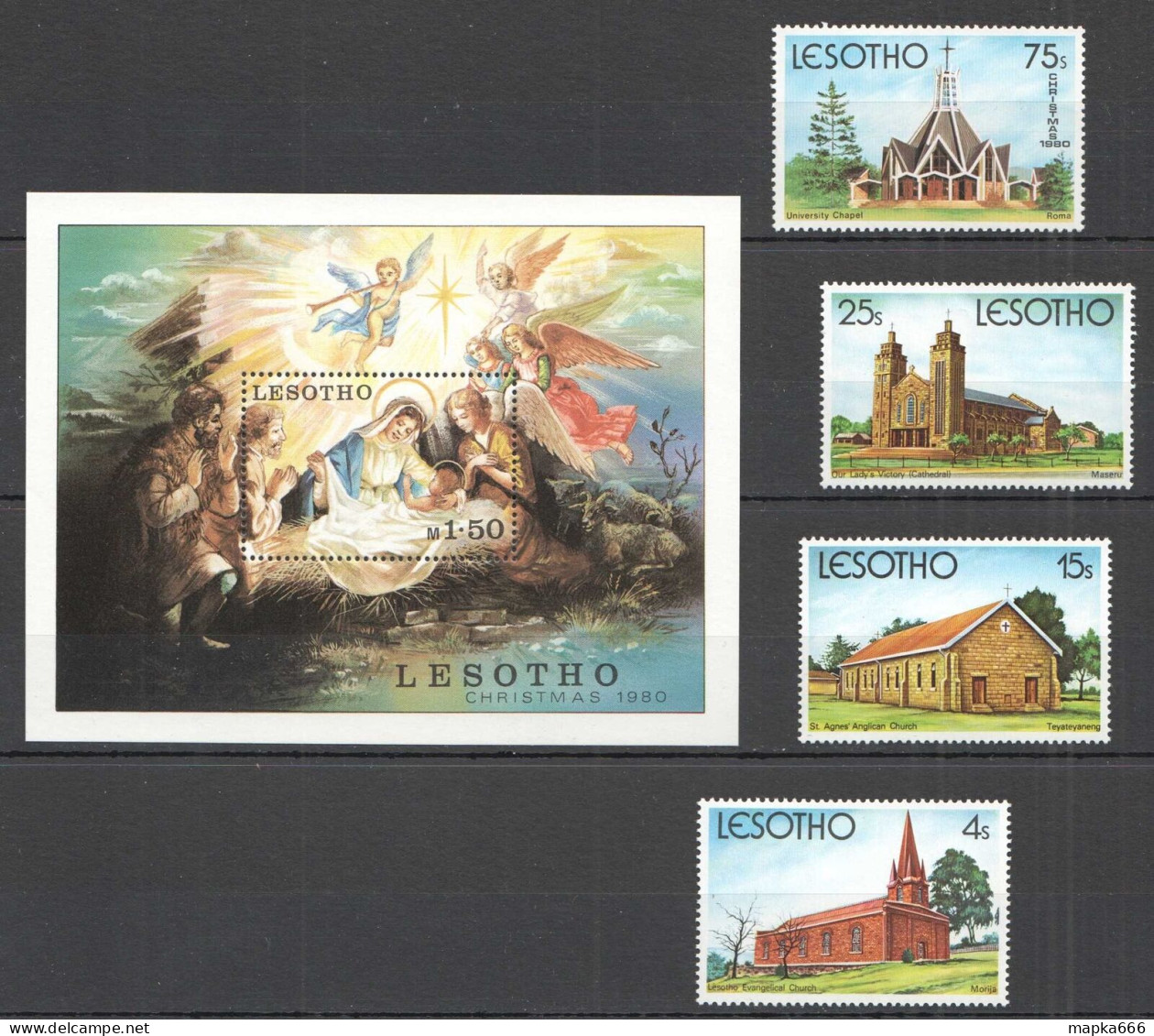 B1408 1980 Lesotho Art Churches Christmas 1980 #319-22 Bl+Set Mnh - Other & Unclassified