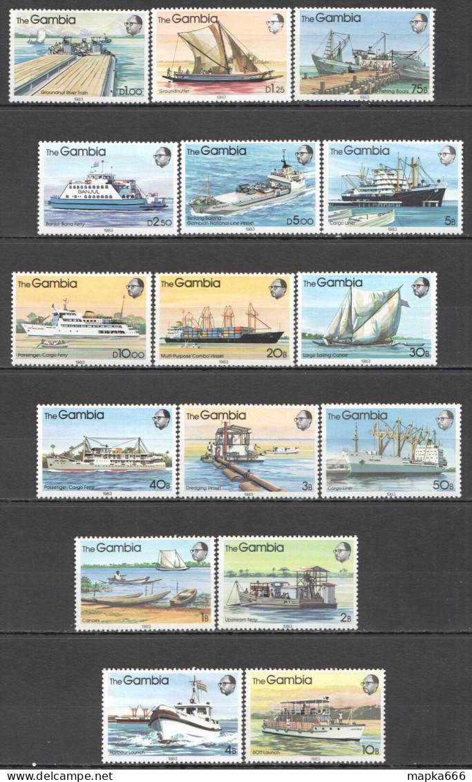 B1412 1983 Gambia Transport Ships & Boats #463-478 Big Set Mnh - Boten