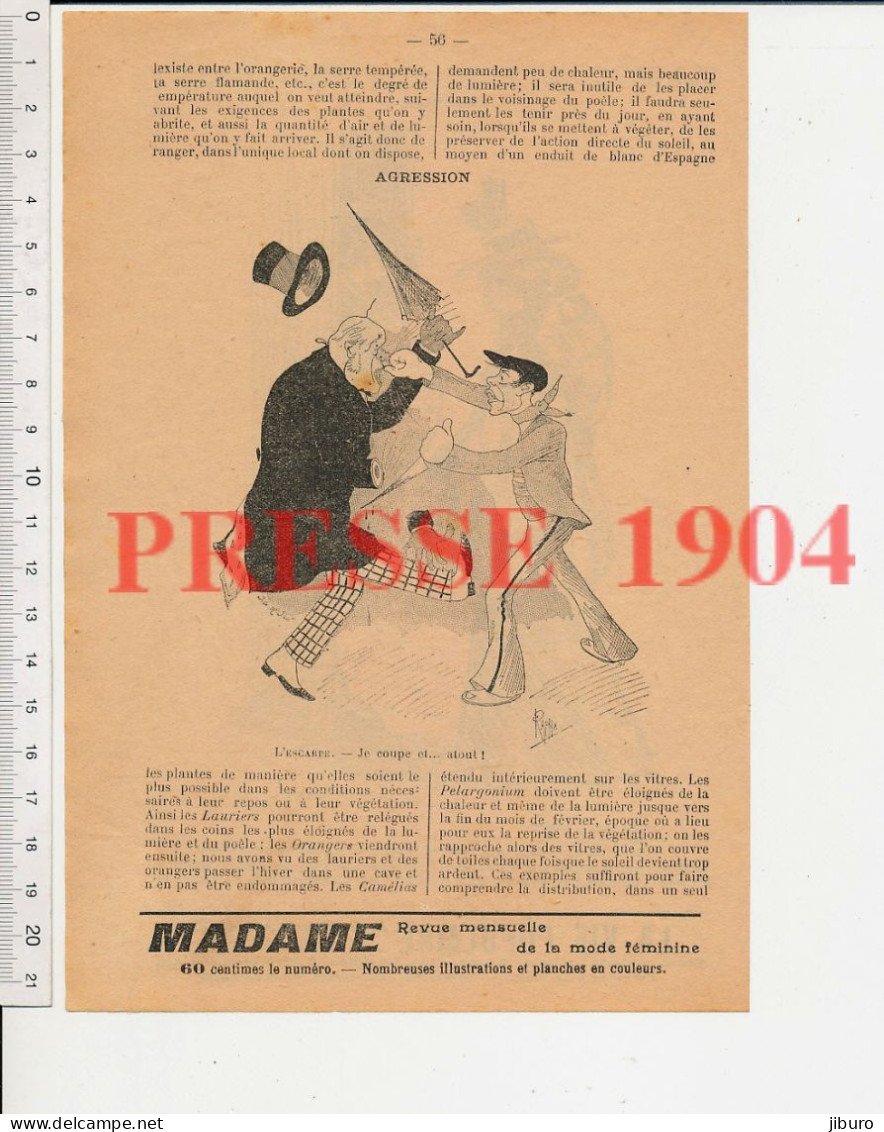 Humour 1904 Dessin Rapha L'escarpe Agression Coup De Poing Rue Apache ? Paris ? Couteau Arme + Artiste-peintre Modèle - Non Classificati