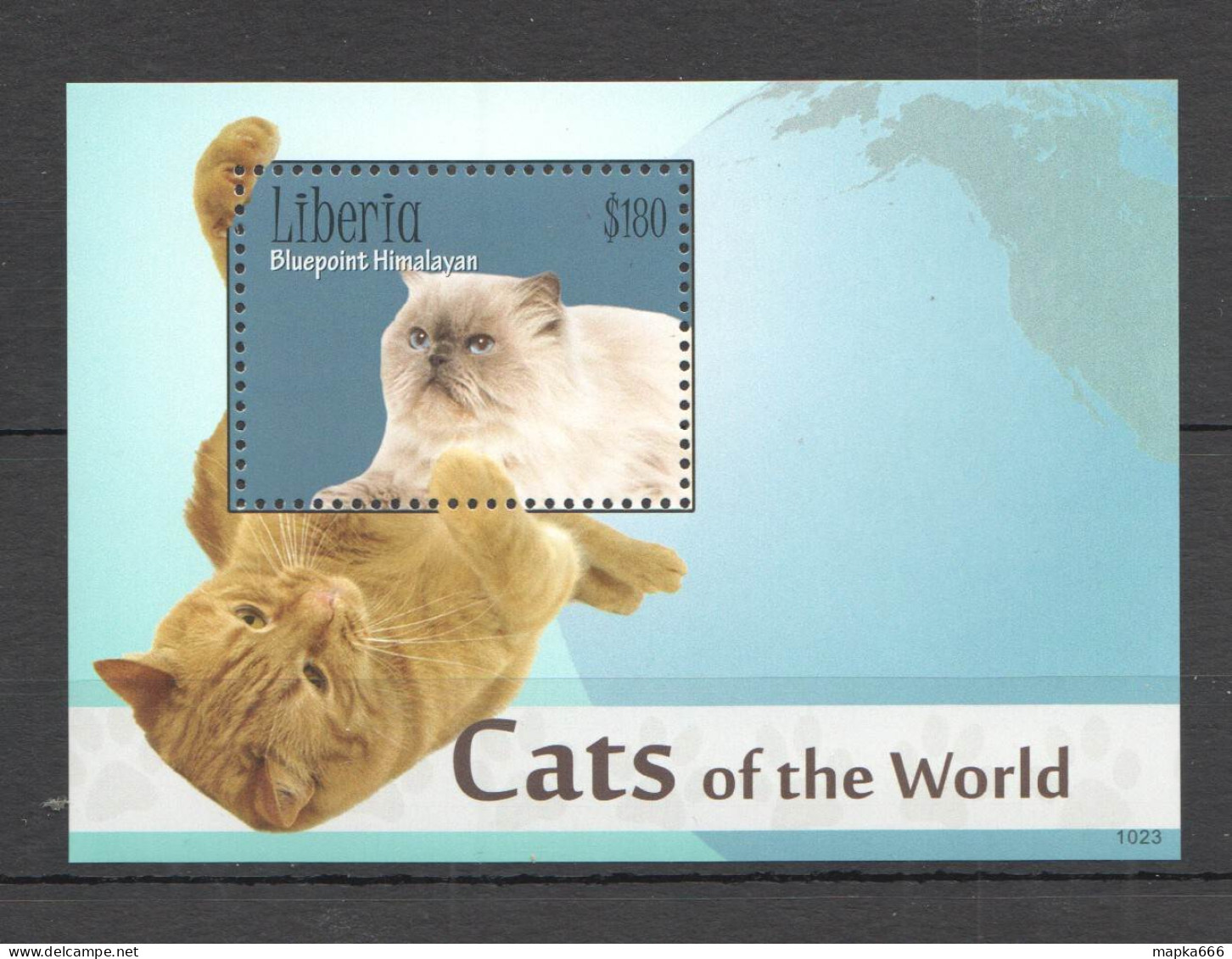 B1417 2010 Liberia Fauna Pets Cats Of The World 1Bl Mnh - Gatti