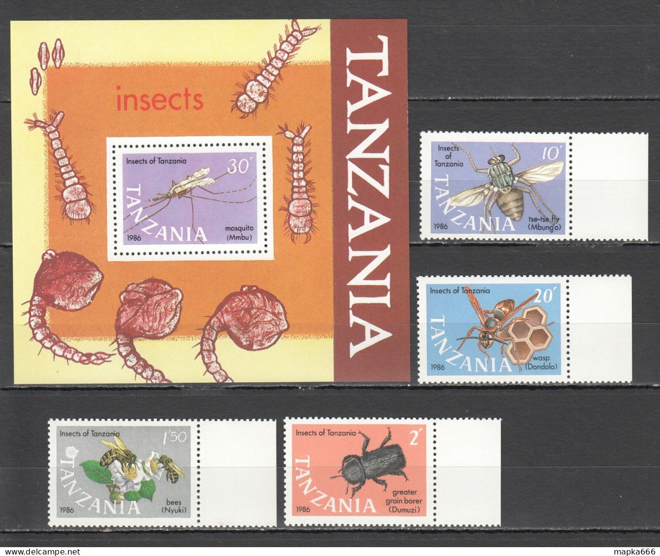 B1434 1986 Tanzania Insects Bees Bugs #399-402 ! Michel 15 Euro Set+Bl Mnh - Other & Unclassified