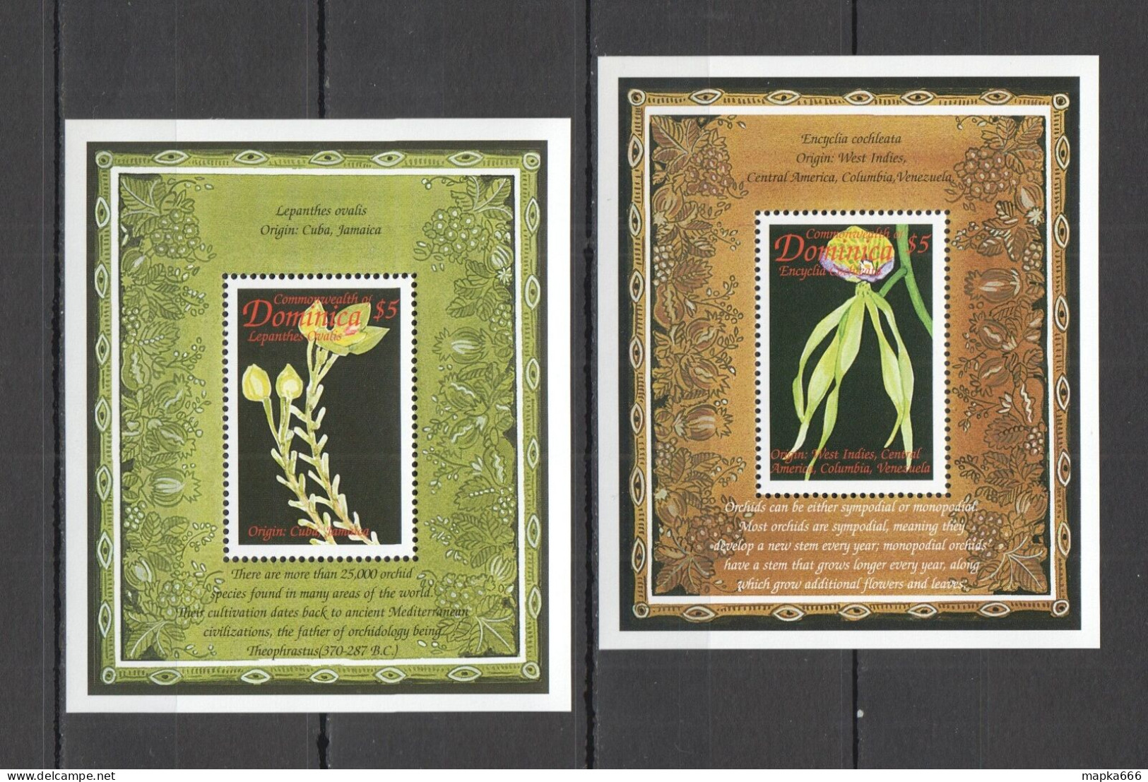 B1435 Dominica Flora Nature Flowers Orchids 2Bl Mnh - Orchidées