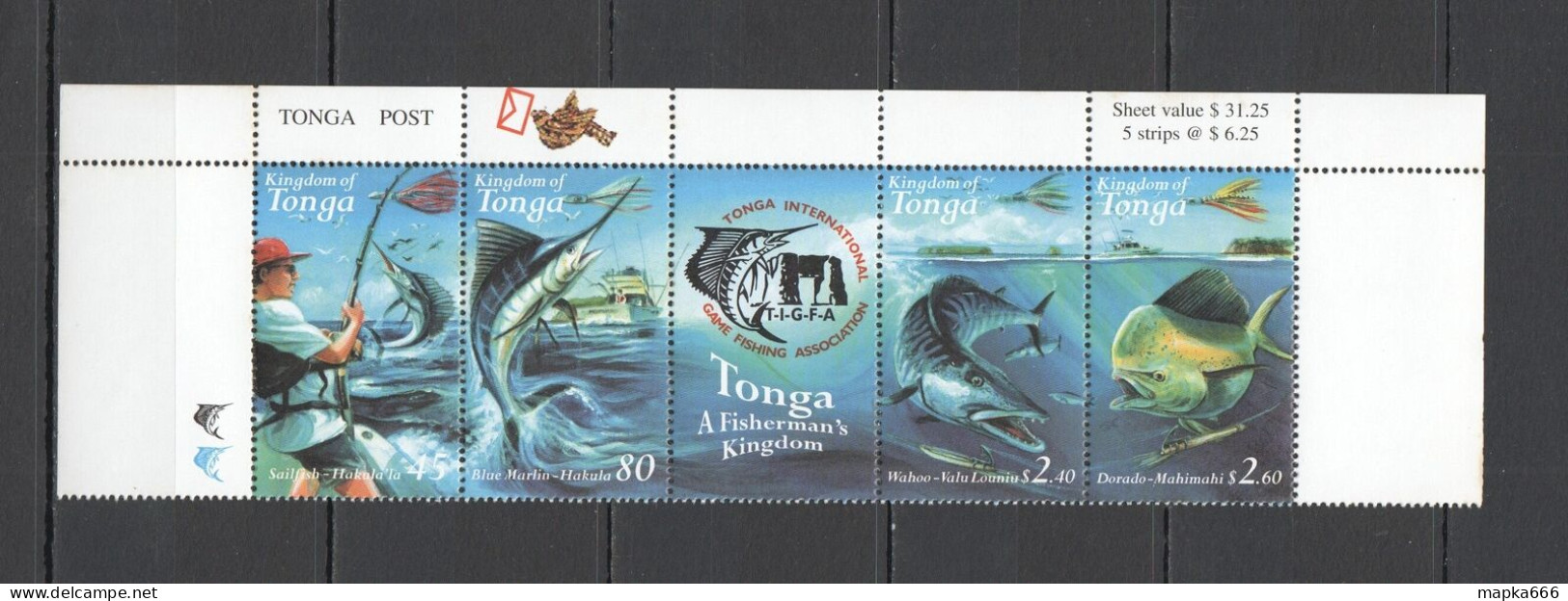 B1441 2001 Tonga Fauna Fish Marine Life Fishing #1600-3 Michel 8,5 Euro Set Mnh - Vie Marine