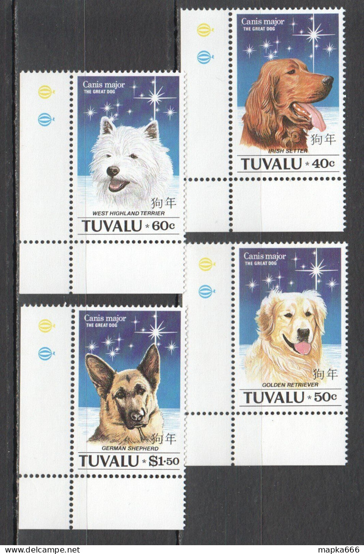 B1449 1994 Tuvalu Fauna Domestic Animals Pets Dogs #683-86 Set Mnh - Chiens