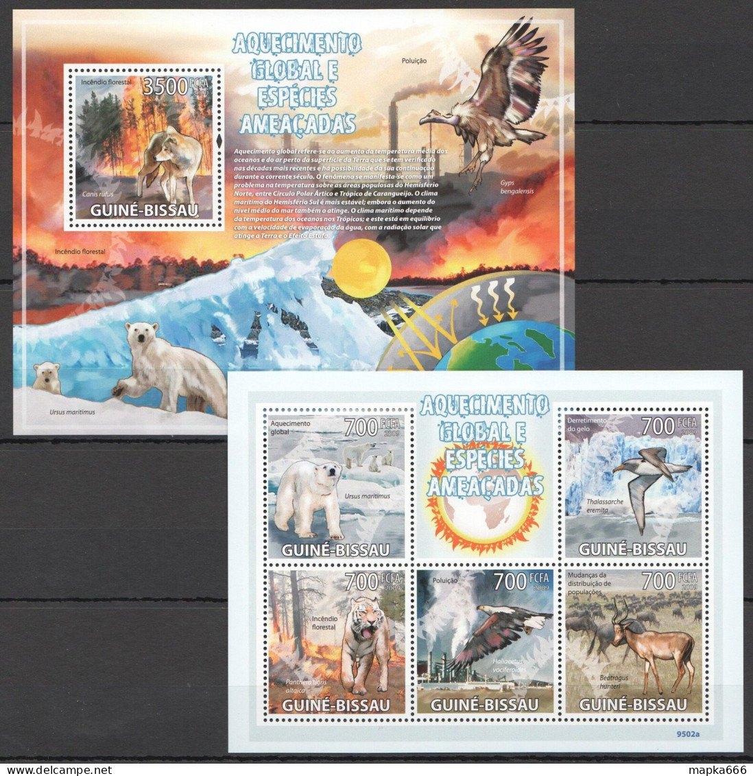 B1474 2009 Guinea-Bissau Fauna Birds Animals Global Warming Bl+Kb Mnh - Autres & Non Classés