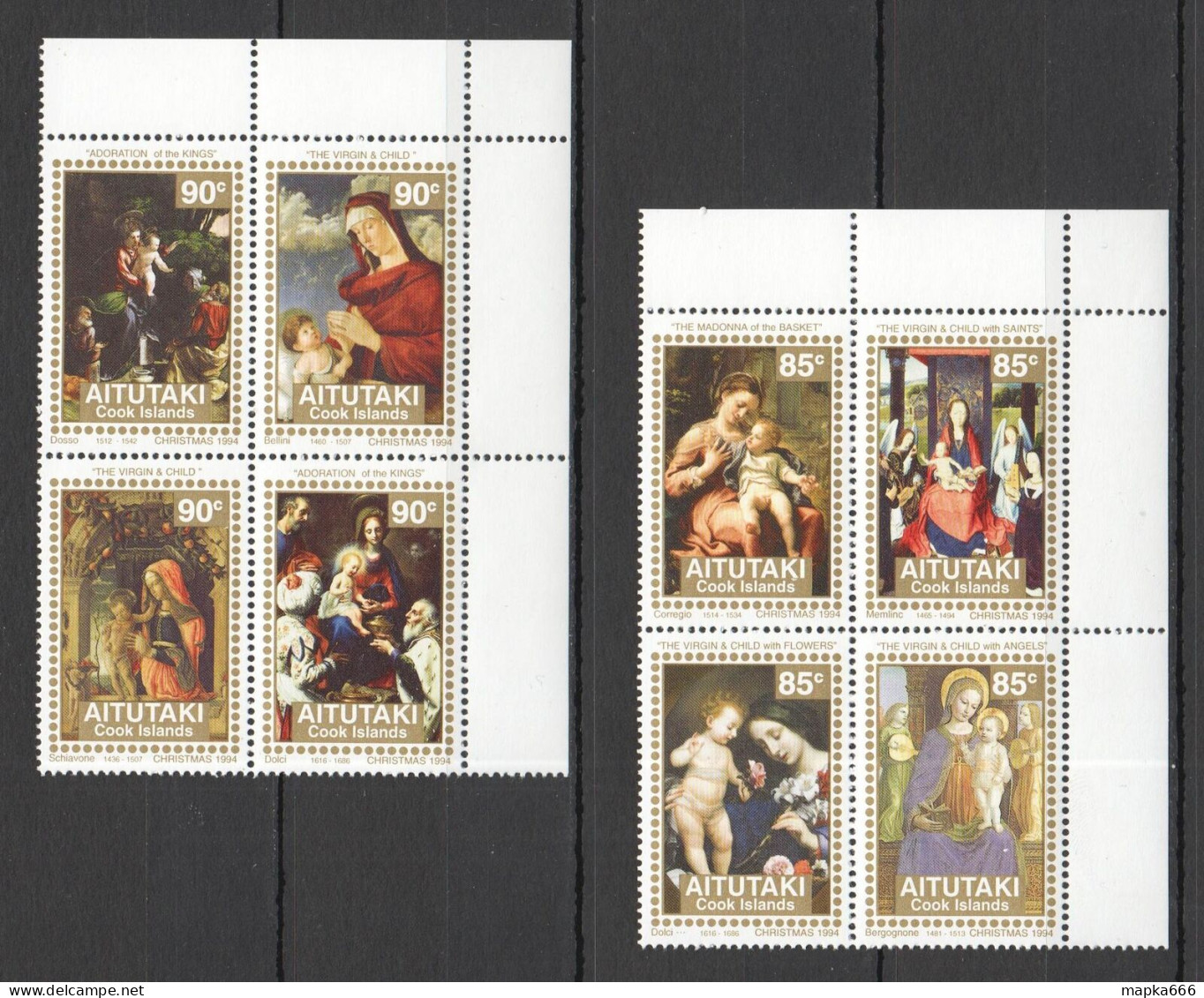 B1483 Aitutaki Art Paintings Christmas 1994 2Set Mnh - Otros & Sin Clasificación