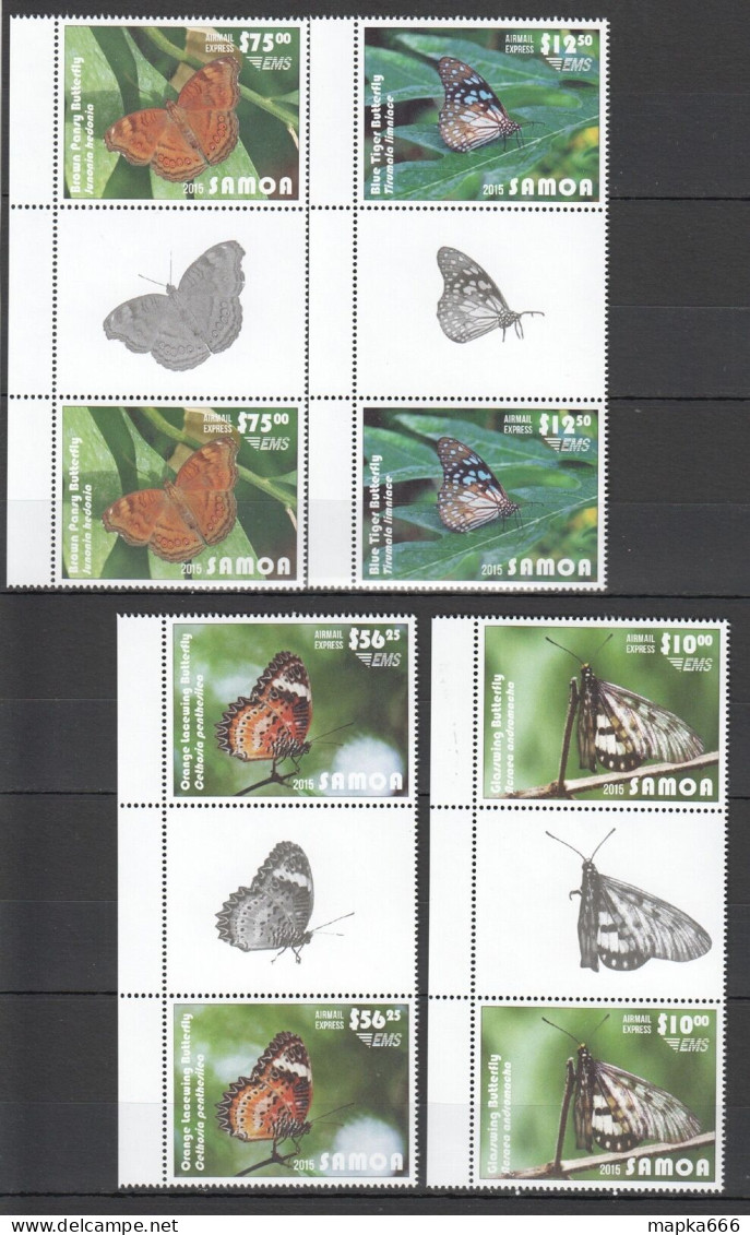 B1500 2015 Samoa Flora Fauna Butterflies Michel 240 Euro Gutter 2Set Mnh - Butterflies