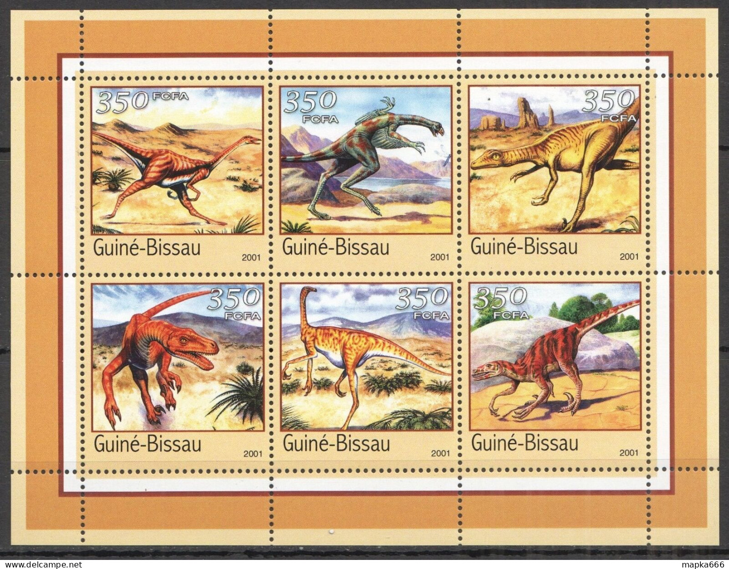 B1506 2001 Guinea-Bissau Fauna Prehistoric Animals Dinosaurs Kb Mnh - Prehistóricos