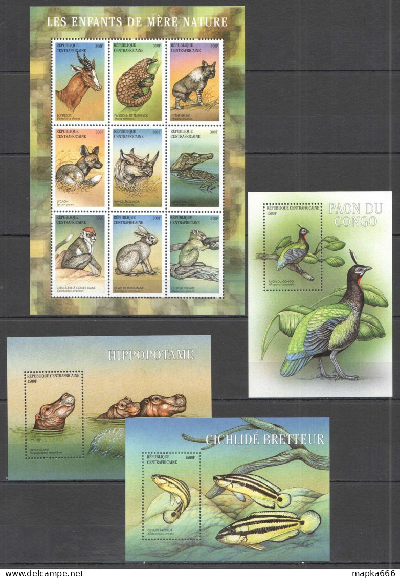 B1572 Central Africa Fauna Animals Children Of Mother Nature 1Kb+3Bl Mnh - Autres & Non Classés