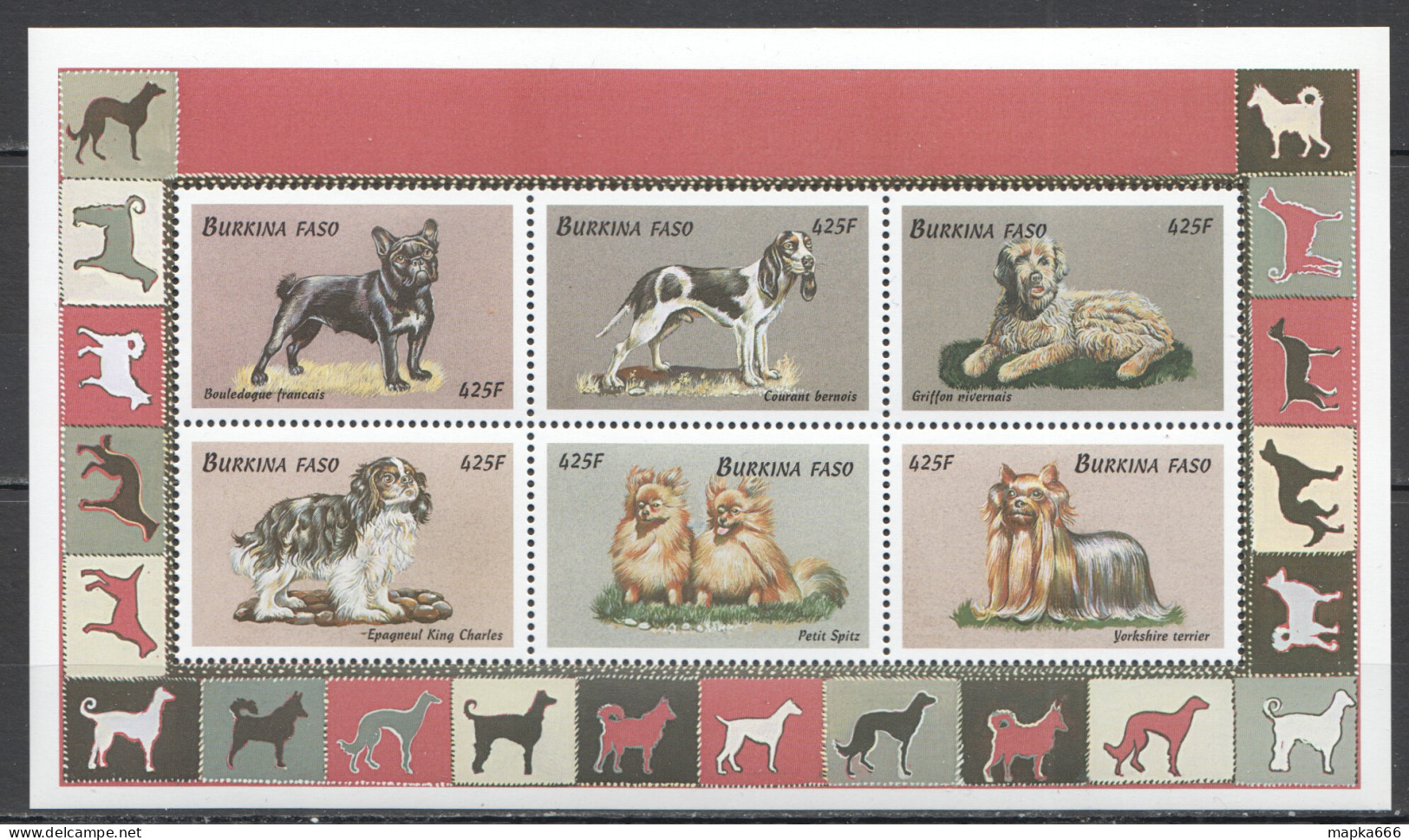 Ft071 1999 Burkina Faso Dogs Fauna Domestic Animals #1687-92 Michel 14 Euro Mnh - Chiens