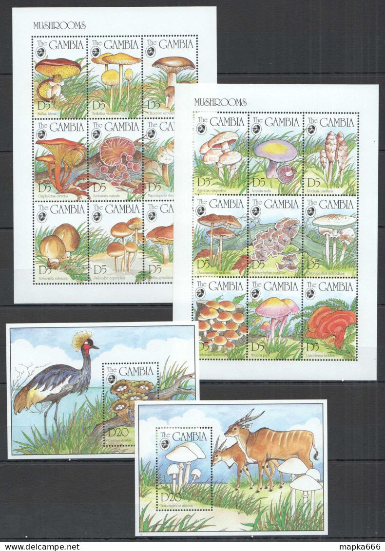 Ft075 1994 Gambia Mushrooms Animals Birds #1964-81+Bl239-240 Michel 41 Euro Mnh - Champignons