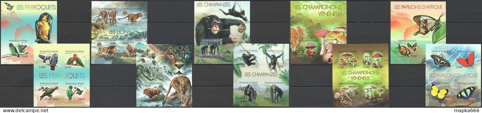 Eb187 Imperf 2012 Burundi Animals Dinosaurs Butterflies Birds Fishes 25+25 Mnh - Autres & Non Classés