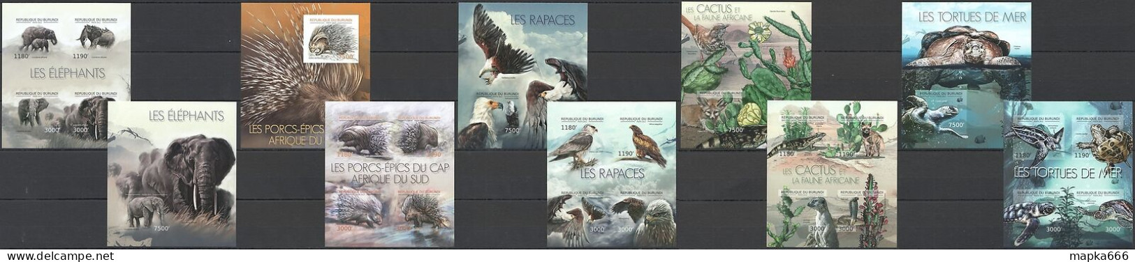 Eb187 Imperf 2012 Burundi Animals Dinosaurs Butterflies Birds Fishes 25+25 Mnh - Other & Unclassified