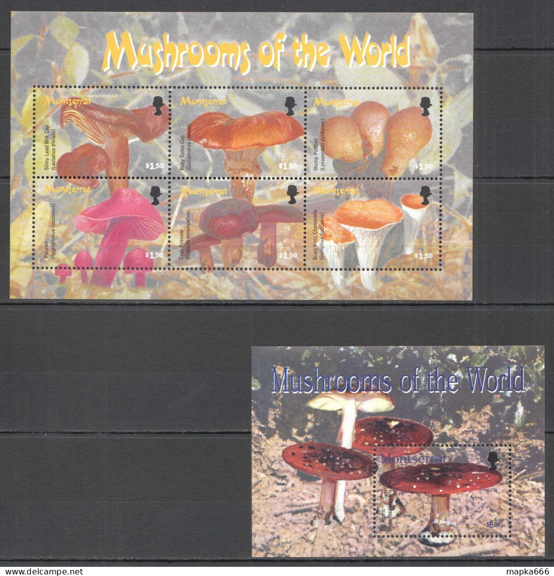 Ft078 2003 Montserrat Mushrooms Of The World Flora Nature #1205-10+Bl97 Mnh - Mushrooms