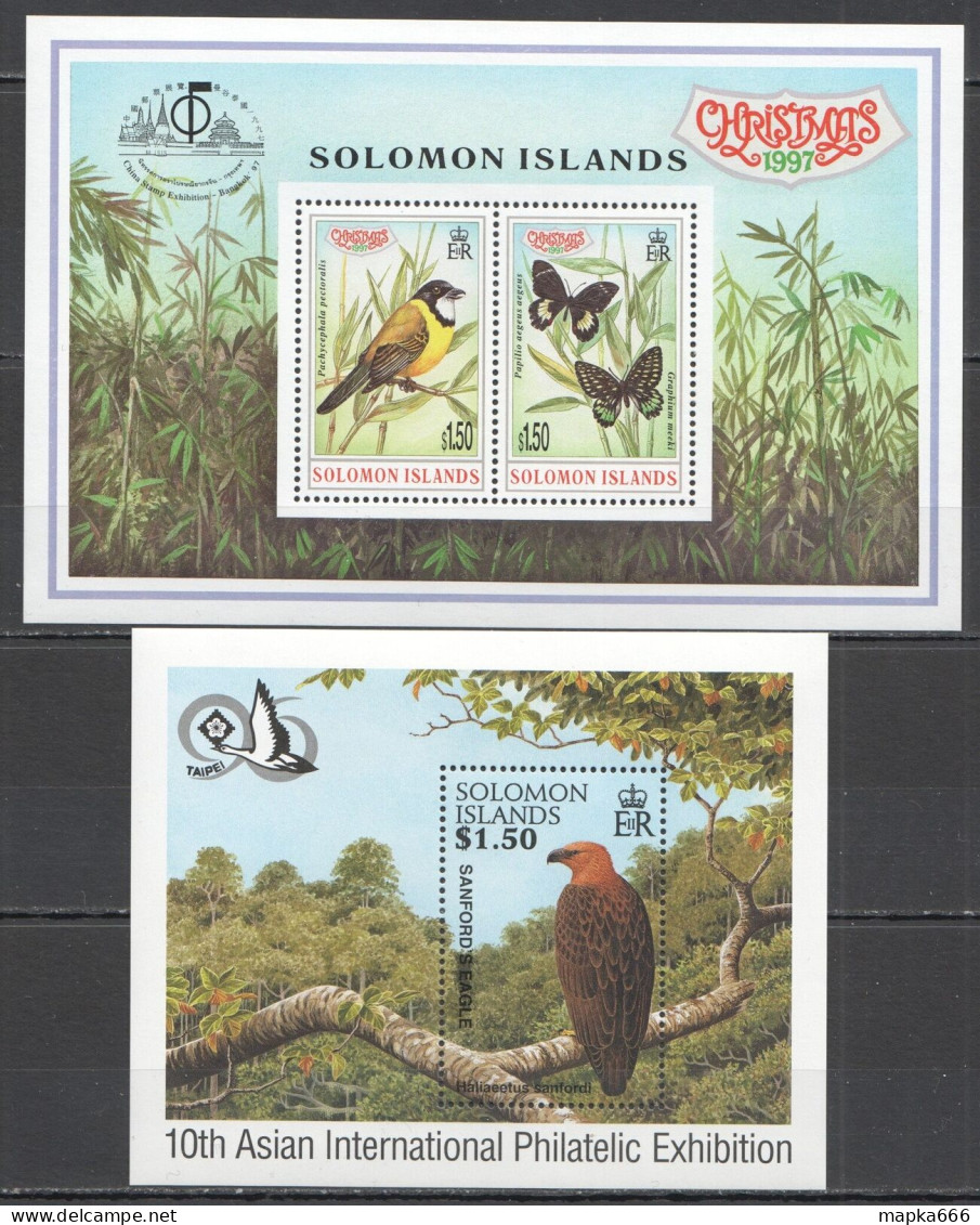 Ft082 1996-97 Solomon Islands Fauna Birds Butterflies Christmas Bl46+Bl50 Mnh - Sonstige & Ohne Zuordnung