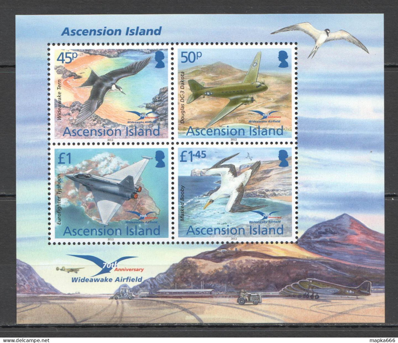 Ft083 2012 Ascension Island Birds Aviation Wideawake Airfield #1190-93 Bl73 Mnh - Sonstige & Ohne Zuordnung