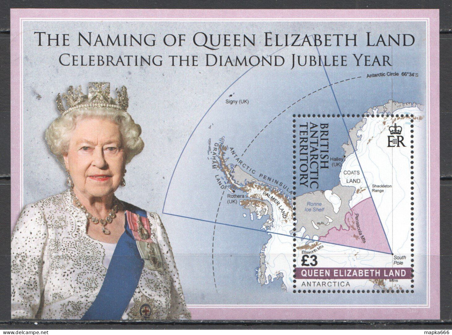 Ft094 2012 British Antarctic Territory Naming Queen Elizabeth Ii Land Bl24 Mnh - Autres & Non Classés