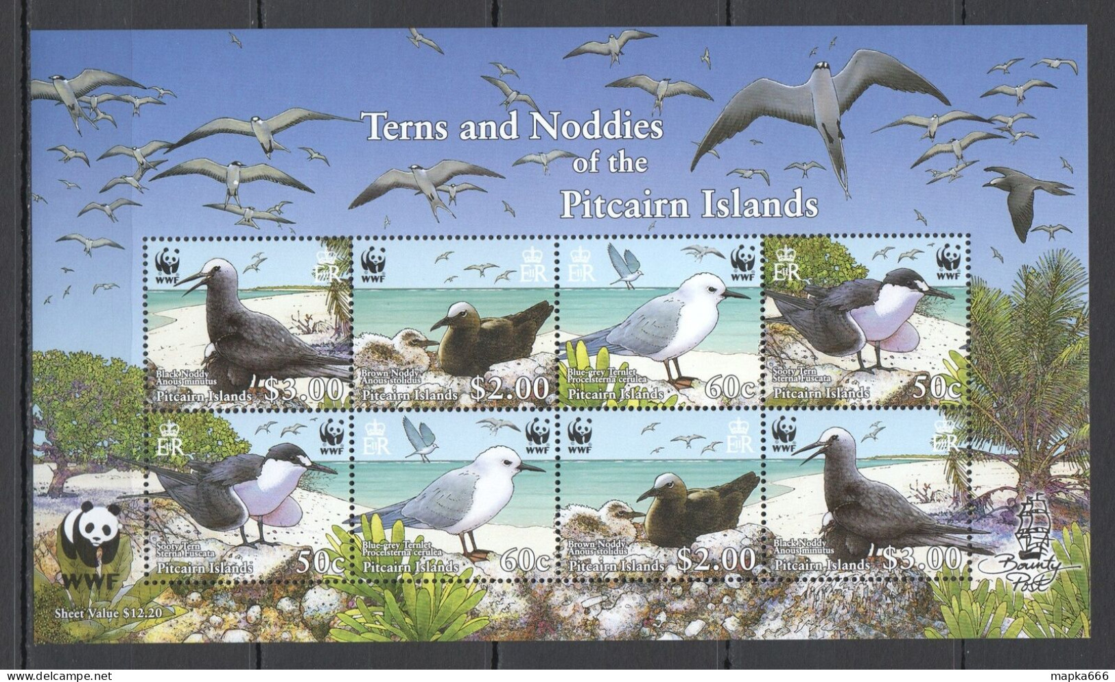 Ft102 2007 Pitcairn Islands Wwf Birds Terns & Noddies Fauna #717-20 1Kb Mnh - Other & Unclassified