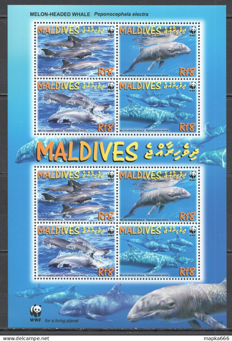 Ft110 2009 Maldives Wwf Melon-Headed Whale Marine Life #4768-71 1Kb Mnh - Meereswelt