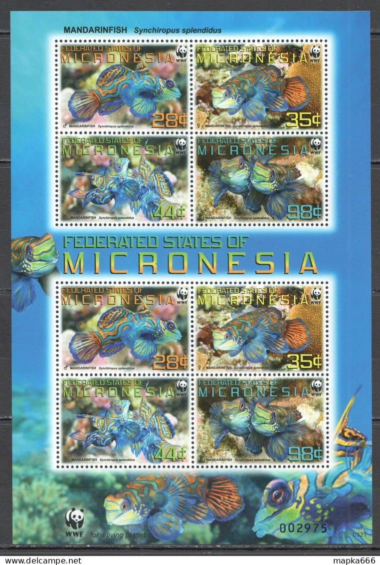 Ft113 2009 Micronesia Wwf Mandarinfishes Marine Life Fauna #2052-55 Kb Mnh - Vita Acquatica