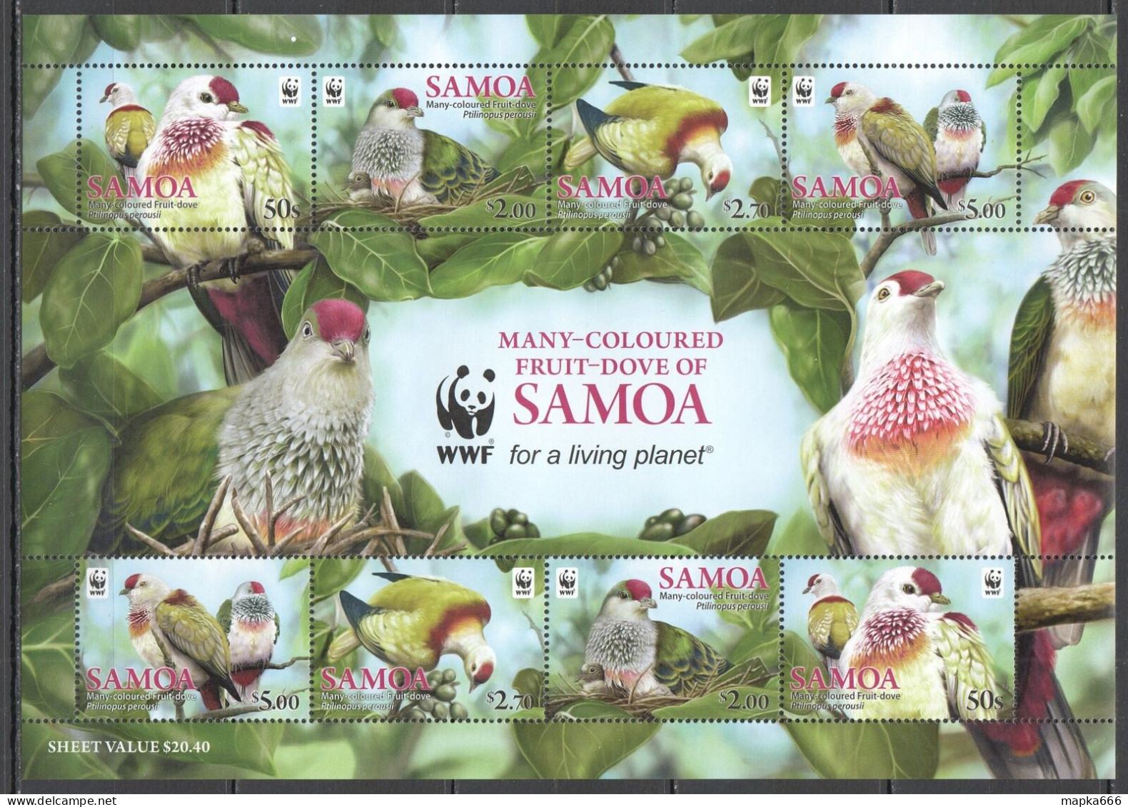 Ft123 2011 Samoa Wwf Birds Fruit-Dove Fauna #1079-82 1Kb Mnh - Sonstige & Ohne Zuordnung