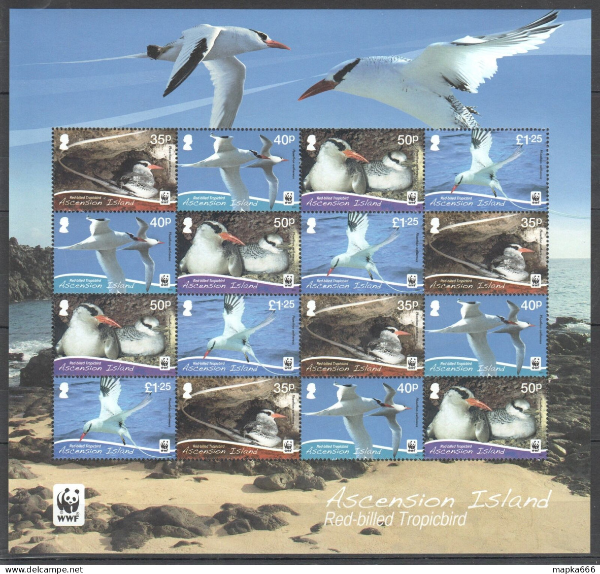 Ft125 2011 Ascension Islands Wwf Red-Billed Tropicbird Birds #1154-57 1Sh Mnh - Autres & Non Classés