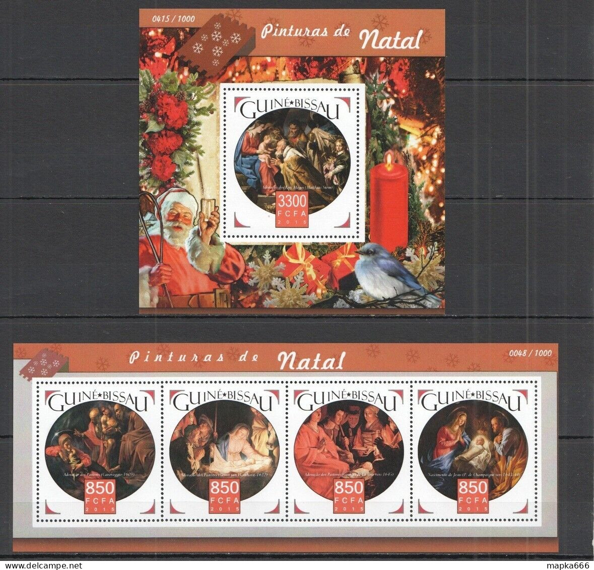 St1042 2015 Guinea-Bissau Art Christmas Paintings Kb+Bl Mnh - Andere & Zonder Classificatie