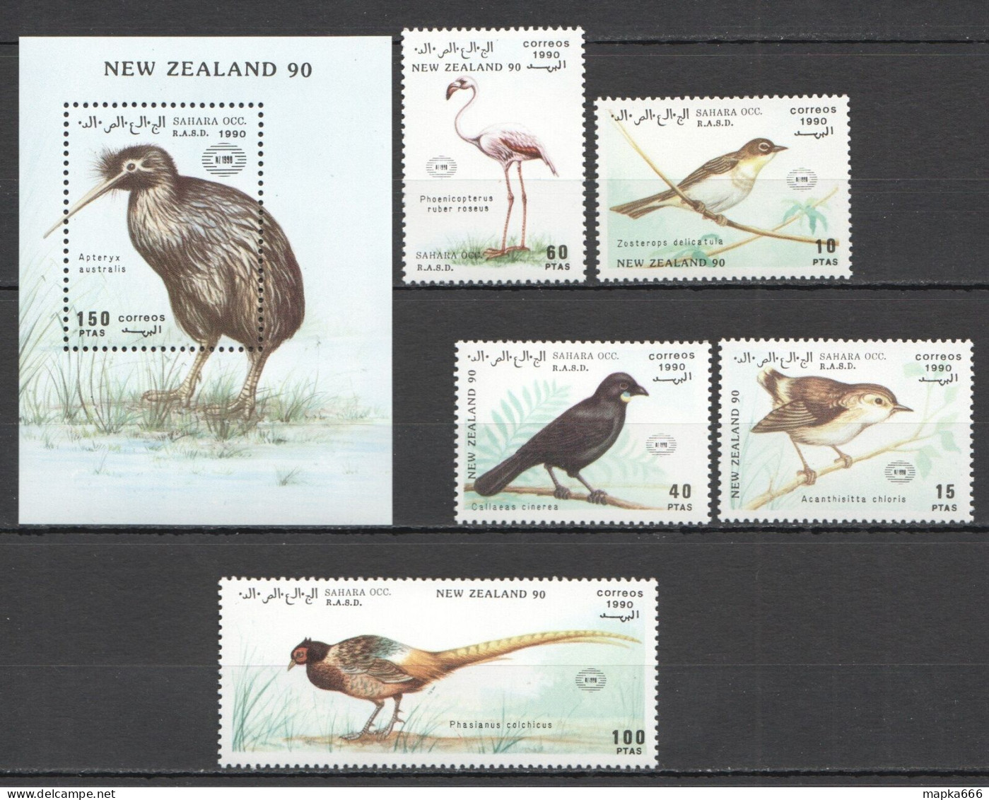 Wb318,116 1990 Sahara Fauna Birds New Zealand 1Bl+1Set Mnh - Autres & Non Classés