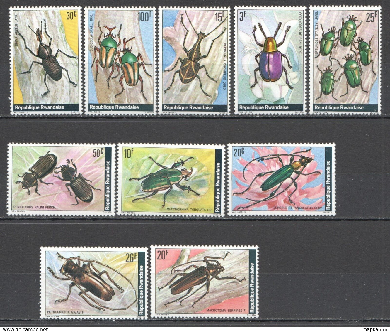 Wb315 1978 Rwanda Fauna Insects Set Mnh - Other & Unclassified