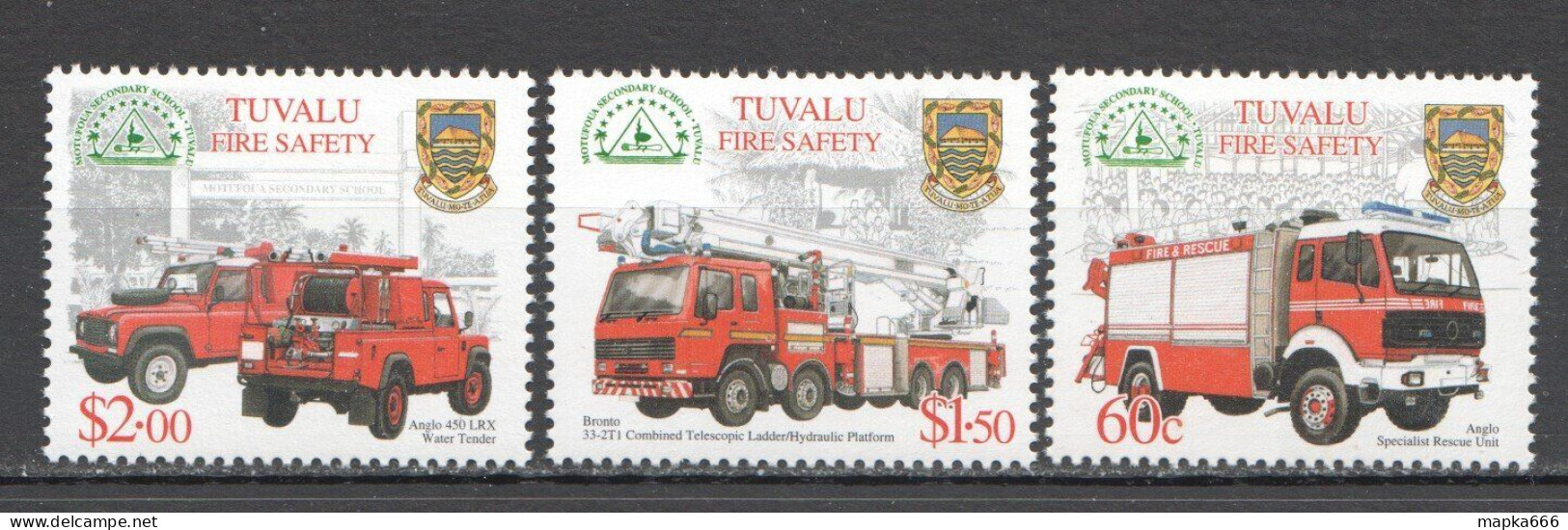 Wb344 Tuvalu Fire Trucks Fire Safety Special Transport Mnh - Cars