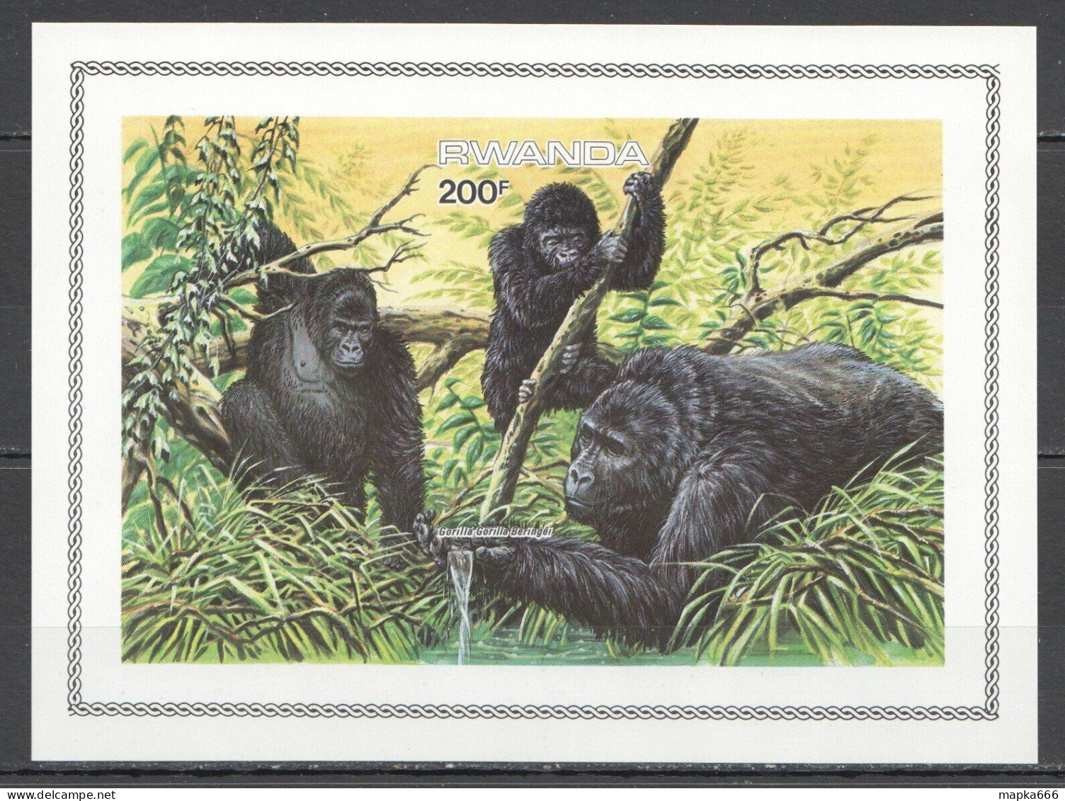 Wb353 Imperf Rwanda Fauna Wild Animals Monkeys Gorillas Bl Mnh - Autres & Non Classés