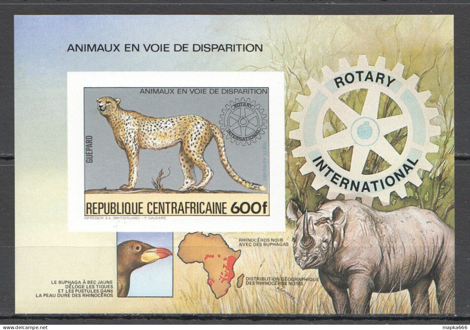 Wb354 Imperf Central Africa Fauna Endangered Animals Rotary Bl Mnh - Other & Unclassified