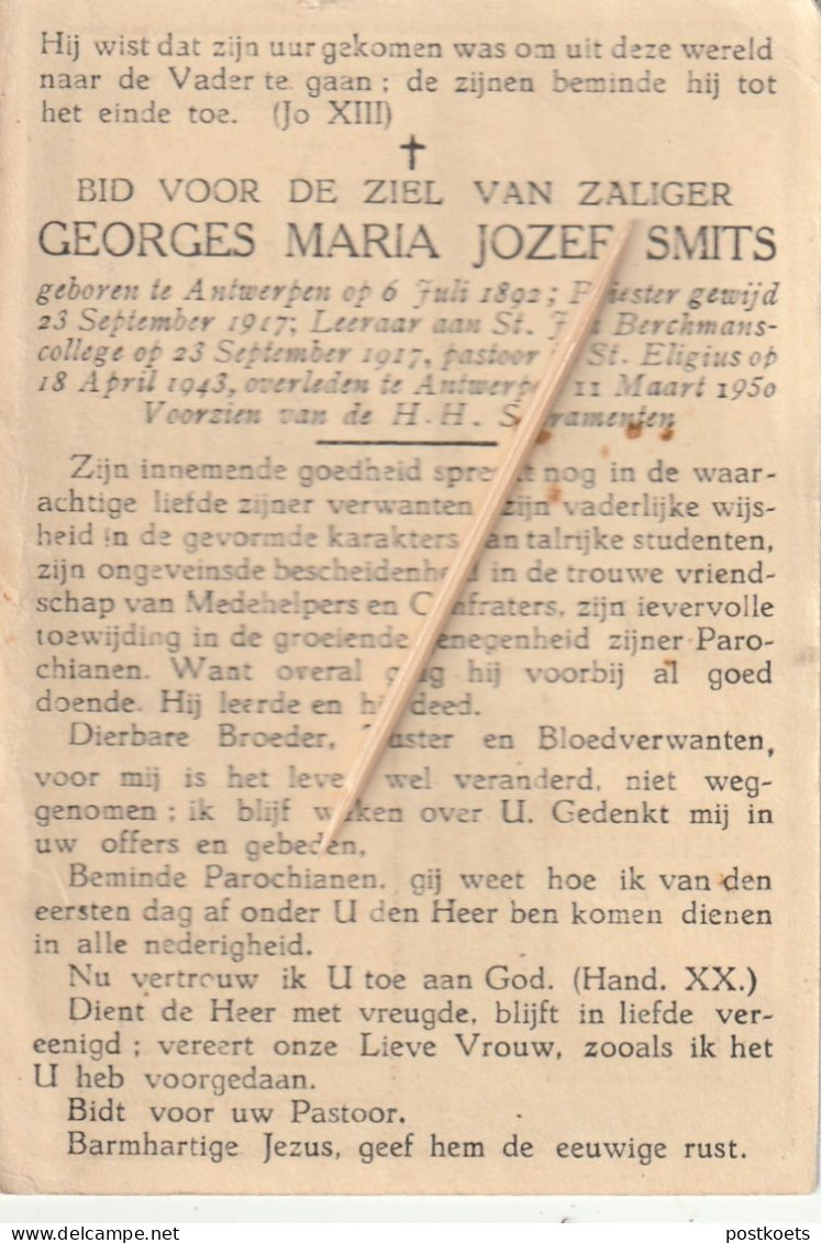 Priester, Prêtre, Abbé, Georges Smites, Antwerpen, 1950 - Imágenes Religiosas